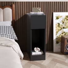 Black Bedside Table with a Drawer