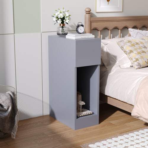 Living And Home Grey Bedside Table with a Drawer