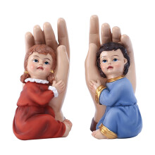 Detailed Religious Boy and Girl In Hand Statues Resins Children