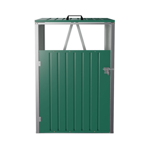 Living And Home Metal Outdoor Garbage Bin Shed For 1 Trash Bin, Green 2
