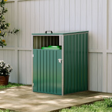 Metal Outdoor Garbage Bin Shed For 1 Trash Bin, Green