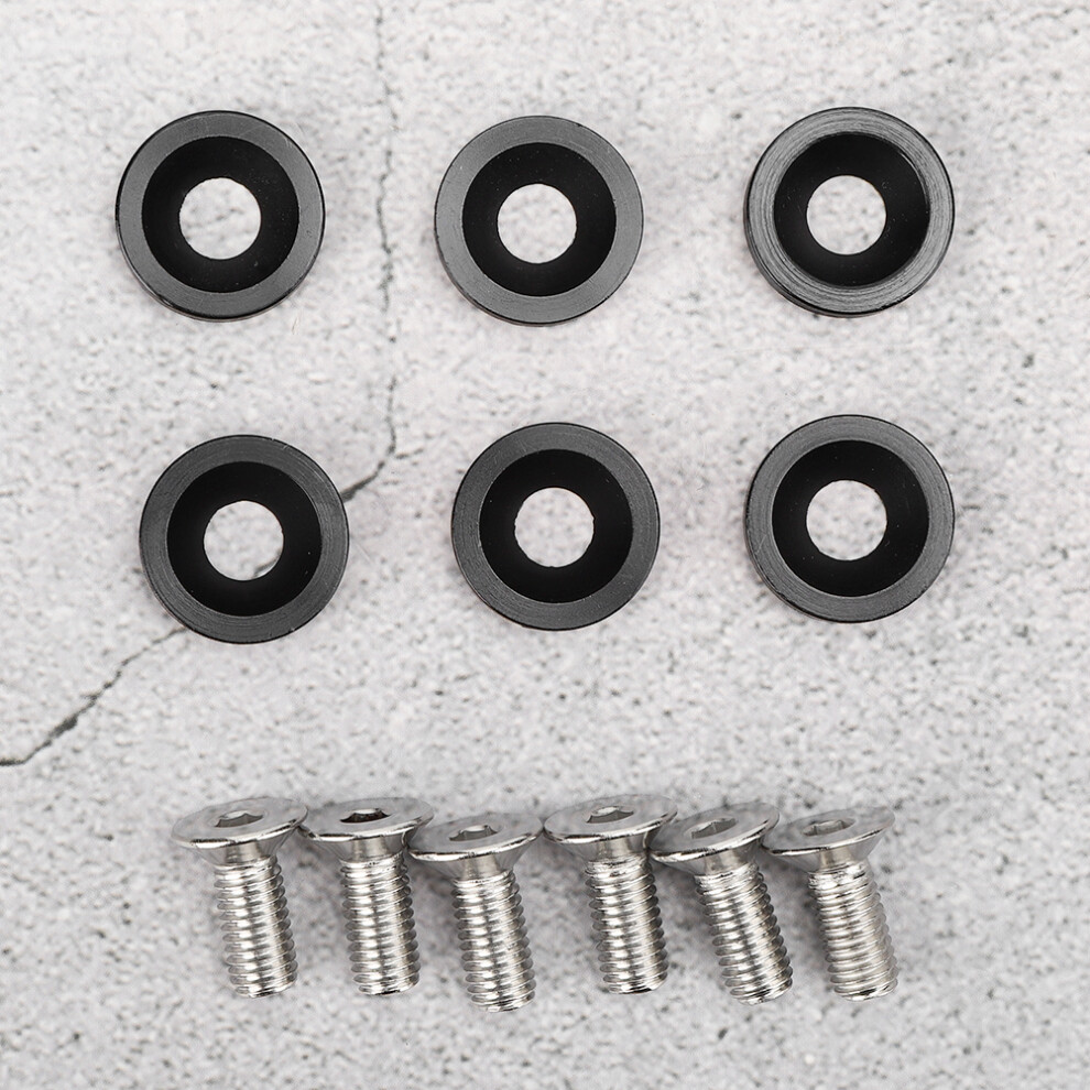 6Pcs M8 Aluminum Fender Bumper Spacer Washers For Car Motorcycle Black 8461361816068