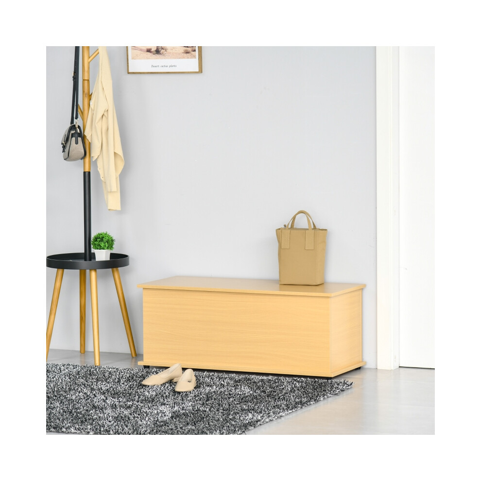 Storage Chest 113L with Flip-Top Lid and Safety Hinges Burlywood 100x40x40cm Multi-purpose Trunk for Living Room and Entryway-image-OPC-PMZK5Z5-NEW