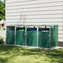 Metal Outdoor Bin Shed for 4 Trash Bins