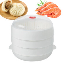 Genérico Microwave Steamer with Lid and Tray – Microwave Food Steamer, Food Warmer Container Cooking Pasta Corn Potatoes Meat 3 Floors