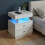 Living And Home Modern 3-Drawer Bedside Table with RGB Lighting, White 1