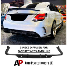 For Mercedes C Class W205 Black Diffuser Lip Spoiler