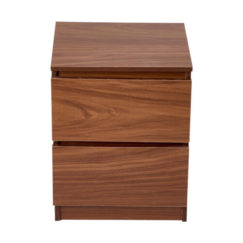 Living And Home 2-Drawer Wooden Nightstand Bedside Table in Walnut Colour 2