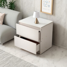 2-Drawer Wooden Nightstand Bedside Table in White