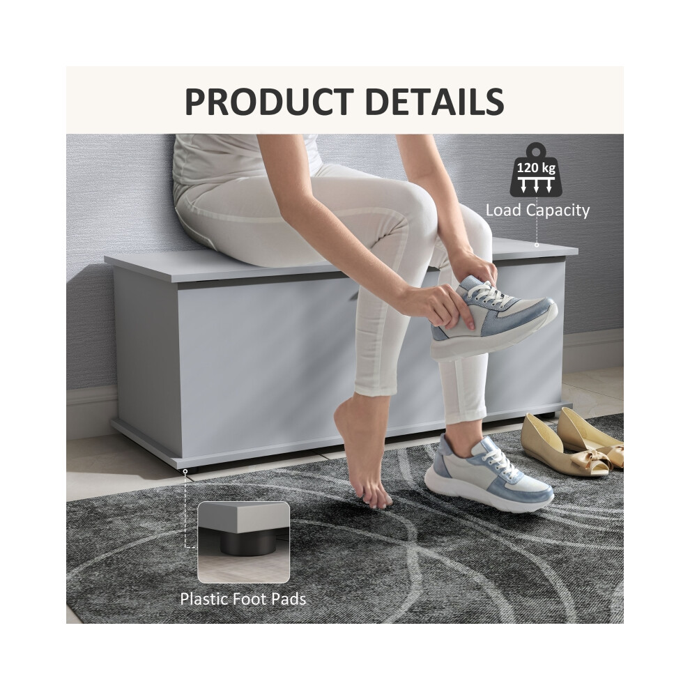 Home Storage Chest 113L with Flip-Top Lid Safety Hinges Grey 100x40x40cm Robust Storage Trunk for Living Room or Entryway-image-OPC-PMZK9W7-NEW