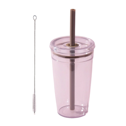 Smooth Plan Protan Recyclable Cup With Toss Top Straw-Chocolate