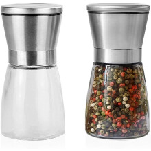 Conjunto moderno de moedores de sal e pimenta, operação manual para temperos personalizados, moagem fina ou grossa ajustável, para a criatividade