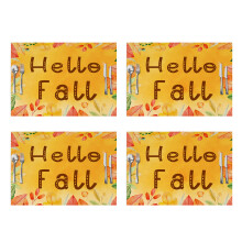 Elegant Thanksgiving Placemats, Heat Resistant Table Mats for Indoor Outdoor Dining, Non-Skidding Linen Fabric, Protects Your Table, Quick Drying, 18x