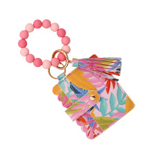 Elegant Bohemian Style Keychain Beaded PU Wallet-Pink series