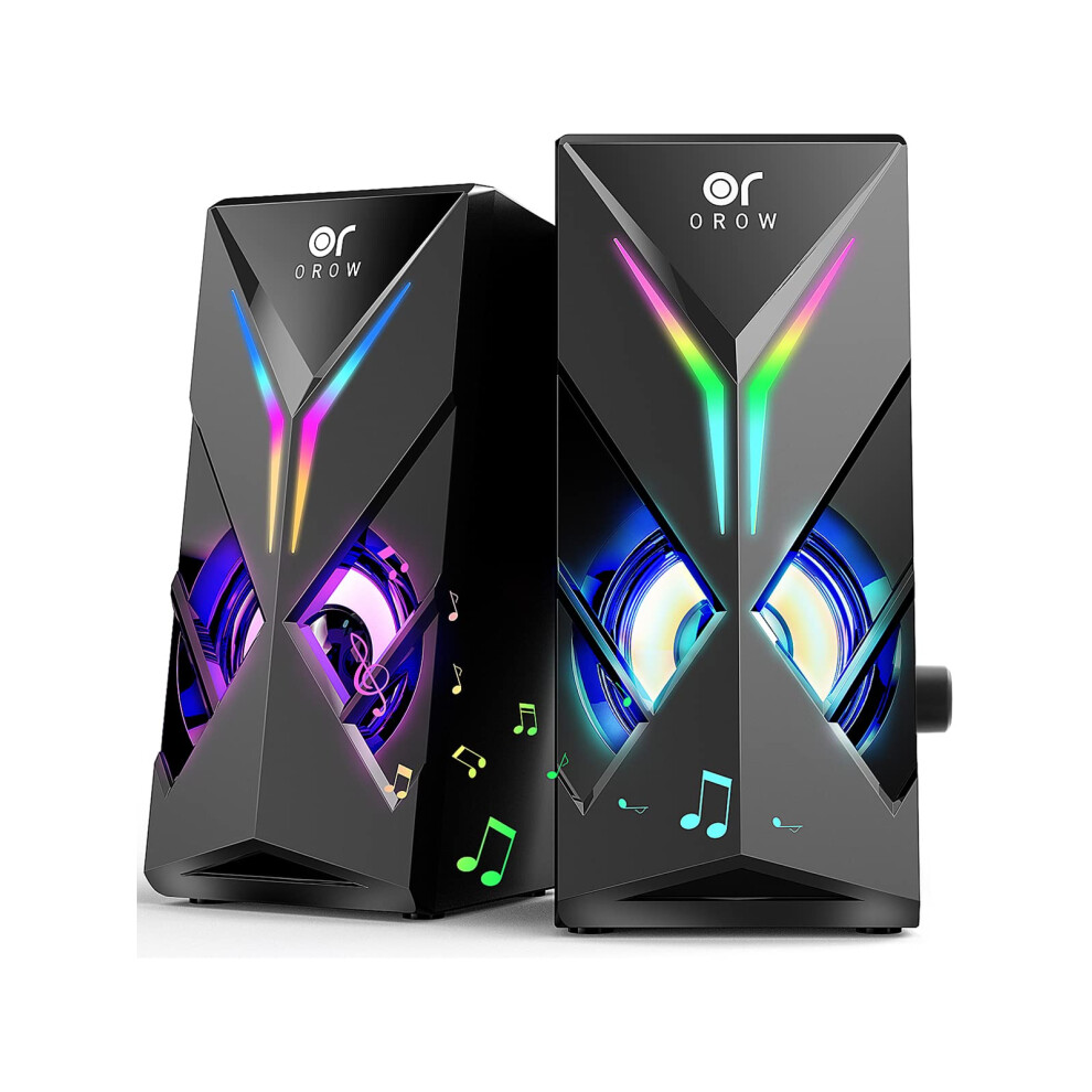 Orow Computer Speakers, Desktop Speakers With Various Colorful Led, 10W Gaming Speakers With Volume Control,Rgb Computer Speakers For Monitor/Laptop 8000002251099
