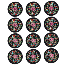Round Size Teacup Mat, Embroidered Cloth Coasters With Vintage Ethnic Floral Designs, Thoughtful Gift For Home Decorations, Absorbent Coaster Protects