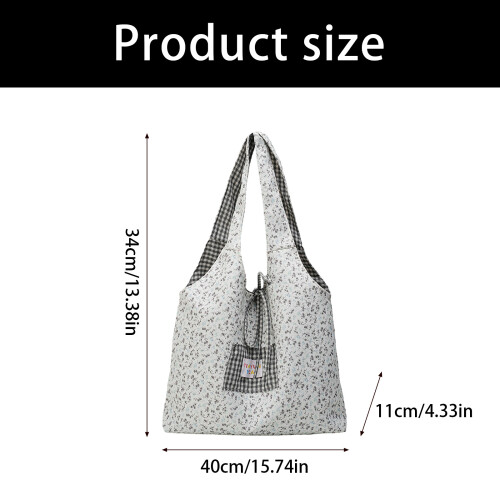 Unisex Canvas Shoulder Bag Reversible Pattern Large-Black 2
