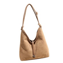 Shoulder Bag Women Faux Suedes Shoulder Purses Handbag-Khaki