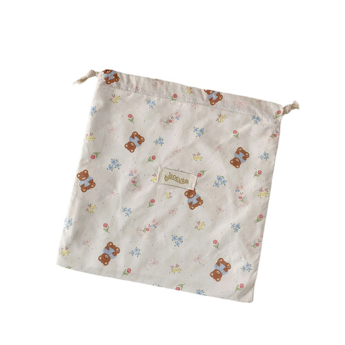 Drawstring Makeup Bag Travel Storage Bag for-White large