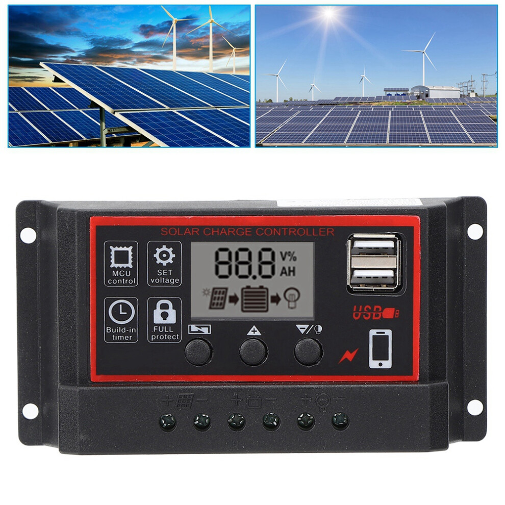Lcd Solar Charge Controller 12V/24V 60A Dual Usb Pwm Regulator 8461361836370