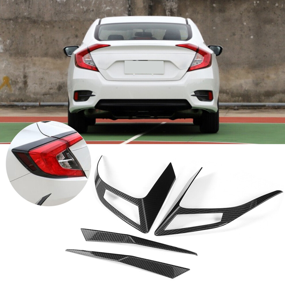 4Pcs Carbon Fiber Style Rear Tail Trim Cover For Honda Civic 10Th 2016-2019 Light 6951361846292