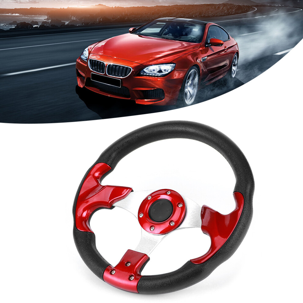 12.5In Universal Pvc Racing Steering Wheel With Horn Button Red 4921361846846