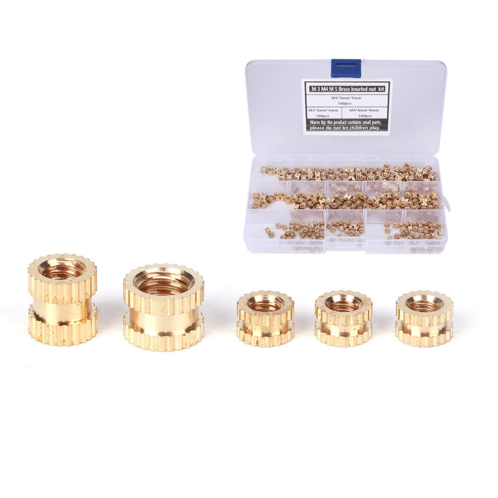 300Pcs Anti-Rust Brass Insert Nuts M3 M4 M5 - Knurled Hot Melt Design 9391361847658