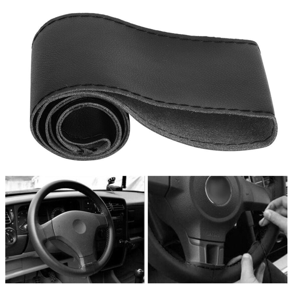 38Cm Microfiber Steering Wheel Cover With Diy Sewing Kit Black 5011361850796