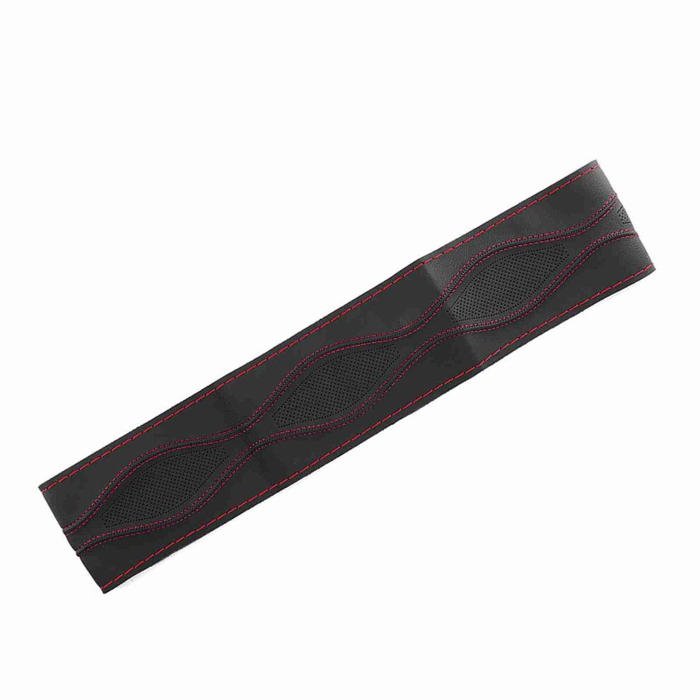 Universal Leather Steering Wheel Cover 38Cm/15In Diy Kit Black/Red 4091361850904