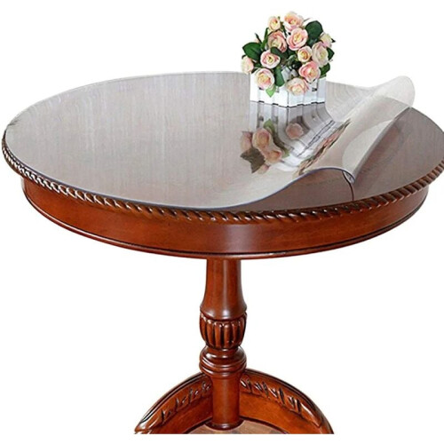 Plastic Table Cover for Kitchen Table, Heat Resistant Clear Protector with Easy Clean Surface, Anti-Scratch Multi-Purpose Table Mat Thick PVC Durable