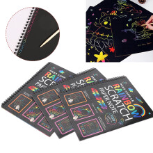 Multicolor Rainbow Scratch Paper Note 3Pcs Children's Drawing Art Card Book