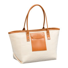 Large Capacity Beach Bag Fashion Handbag PU Trim Shoulder-White
