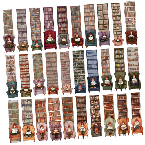 30 Sheets Bookcase Bookmarks Decorative Book Markers Aesthetic