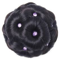 Quick Bun Hair Styling Hairpiece For Theme Event-Purple Diamond