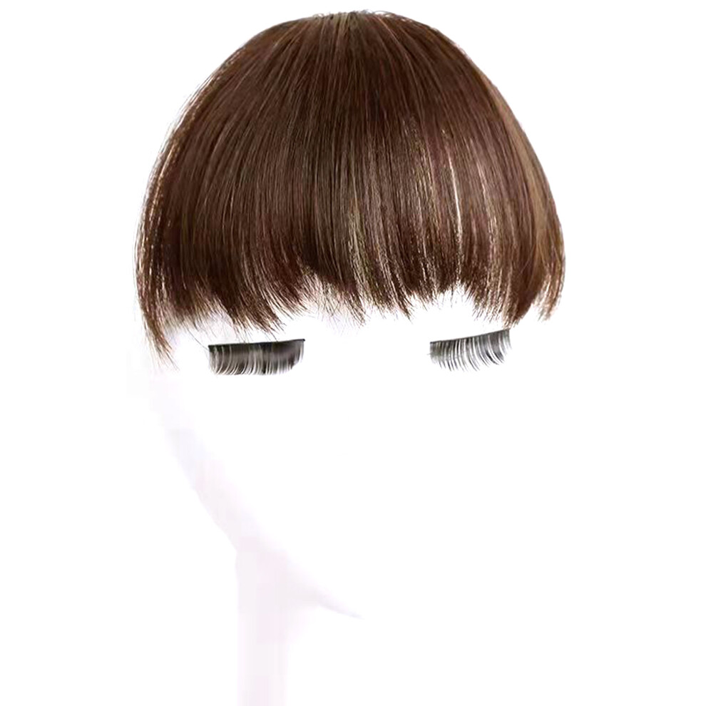 Unisex Brown Girls Hairpiece Synthetic Choppy Bangs Wigs Toppers-Light