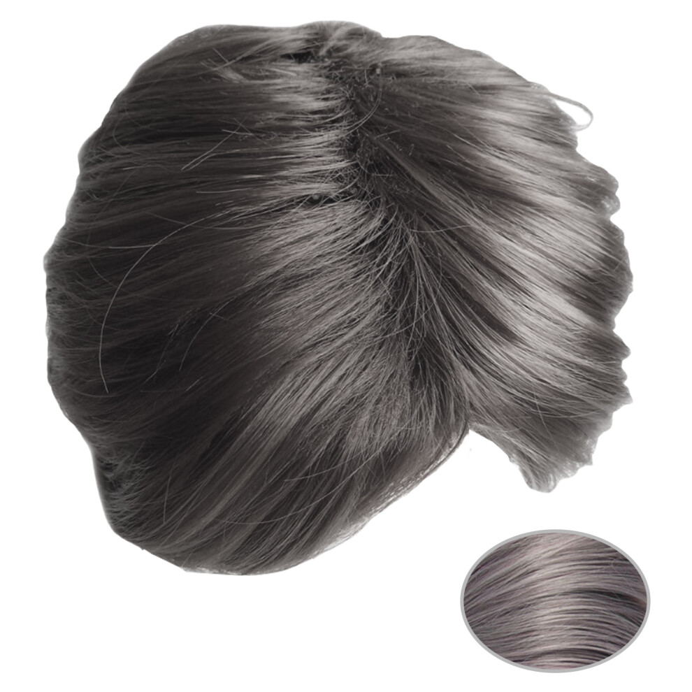 Gray Middle Parted Bangs Wigs Haircover Wigs Hairpiece-Grandma