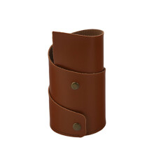 PU Leather Pen Cup Desk Pen Container Makeup Brush-brown