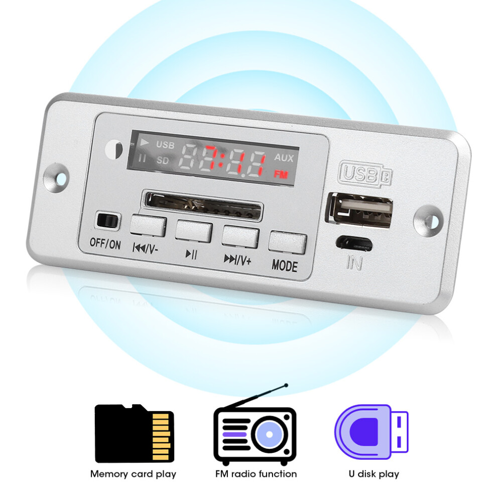 5V Mp3 Decoder Board With Usb Fm Radio Music Player & Power Amplifier Silver 8741361861061