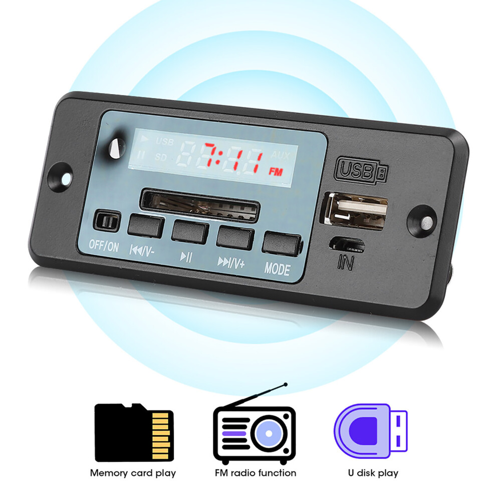 5V Mp3 Decoding Board: Usb/Fm Radio & Amplifier With Display Screen 7611361861075