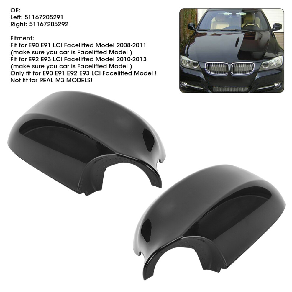 Pair Rearview Mirror Cases For E90 E91 E92 E93 Lci Left Right Black 6901361861047