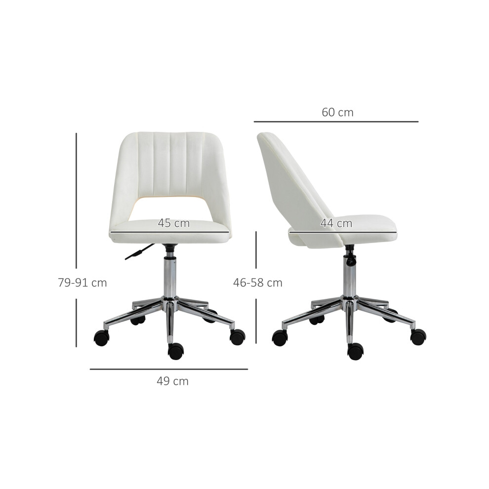 Ergonomic Cream White Armless Velvet-Feel Office Chair - Modern Stylish Desk Chair with Comfortable Seating-image-OPC-PMZM5CP-NEW