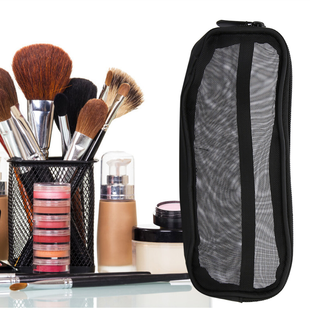 Black Nylon Makeup Brushes Bag Compact Zipper Case For Cosmetics Brush Set