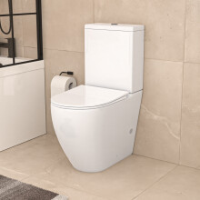 Nes Home White Close Coupled Rimless Square Toilet Soft Close Seat