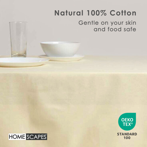 Homescapes (137 x 137 cm, Natural) Plain Cotton Tablecloth 2