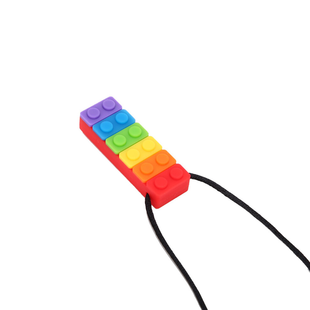 Red High Temp Resistant Silicone Teether Necklace With Building Block Design