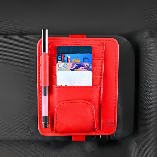 Auto-Sonnenschutz, Ticket-Clip, Brillen-Clip,-Rot 1