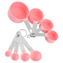 8-teiliges Messset aus rostfreiem Stahl und Kunststoff,-Rosa
