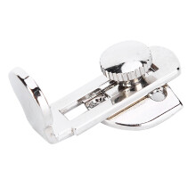 Verstellbarer Klarinetten Daumenhalter mit schwarzem Cap, metallisch silberfarbenes Finish