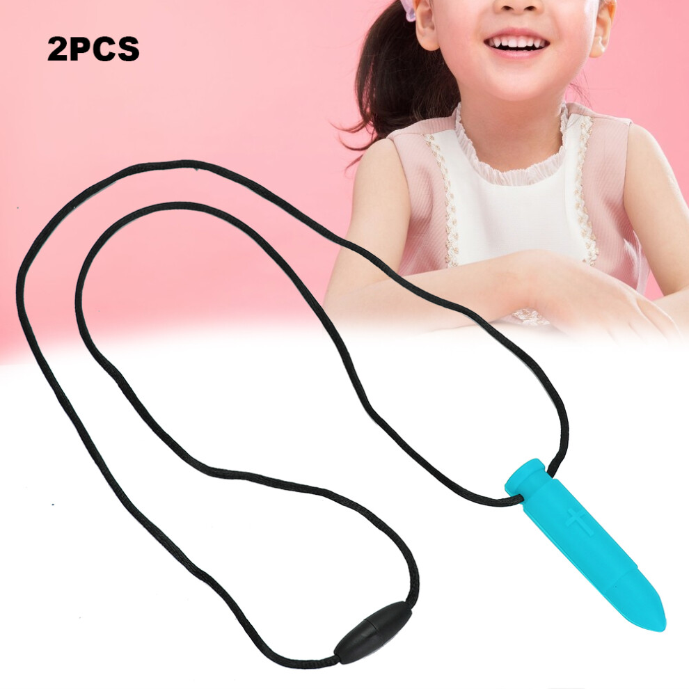 2Pcs Silicone Teether Necklace High Temp & Waterproof Pendant Sky Blue