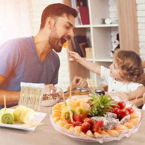 100 τεμάχια βιοδιασπώμενα σουβλάκια από μπαμπού με διπλή ακίδα, οικολογικά μίνι 1
